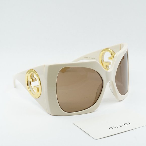 Gucci GG1255S 002 Butterfly Sunglasses - Ivory/Light Brown - Picture 4 of 10